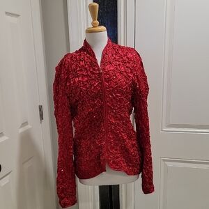 MSK Vibrant Red Satin Sequin Jacket